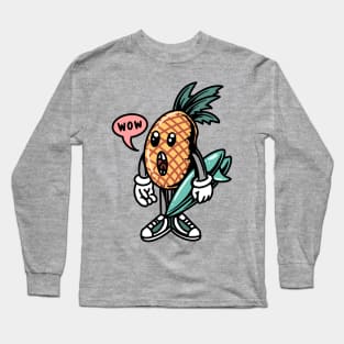 surfing pineapple cartoon Long Sleeve T-Shirt